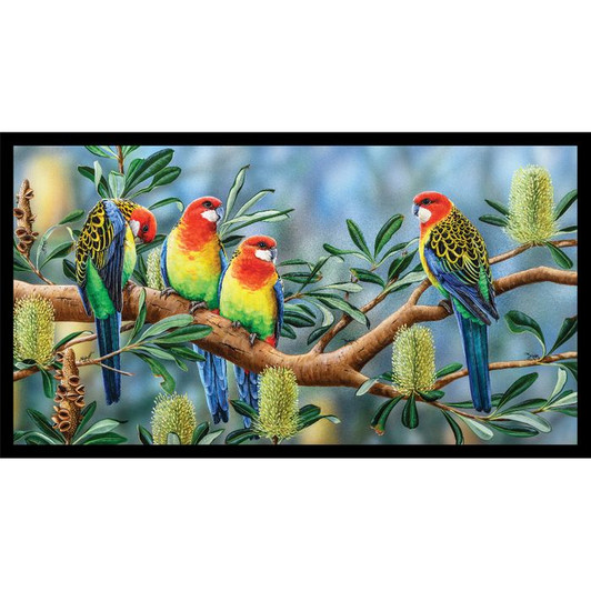 Australian Wildlife Art 4 Rosellas Cotton Quilting Fabric Panel Australian Wildlife Art 4 Rosellas Cotton Quilting Fabric Panel