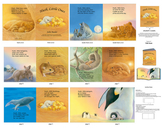 Hush Little Ones Animals Multi Cotton Quilting Fabric Book Panel Hush Little Ones Animals Multi Cotton Quilting Fabric Book Panel