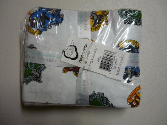 Harry Potter School Crest 9 Piece Fat Quarter Bundle Cotton Quilting Fabric