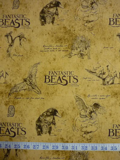 Fantastic Beasts and Where To Find Them Tan Cotton Quilting Fabric