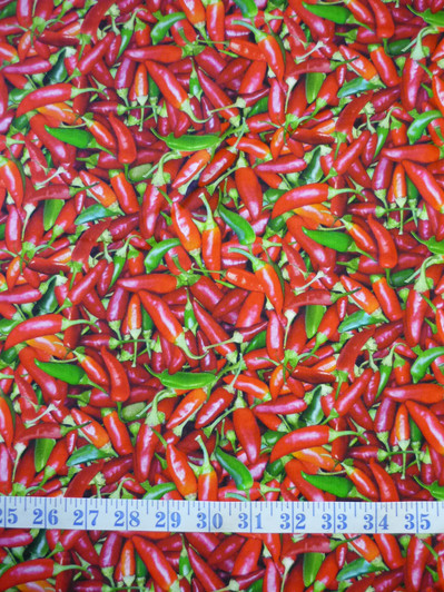 Chillies Red Food Festival Cotton Quilting Fabric