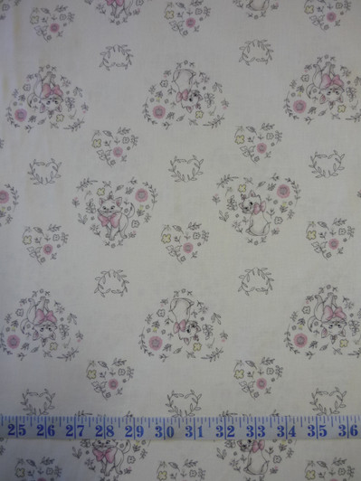 Disney Sentimental Aristocats Sweet Marie White Cotton Quilting Fabric