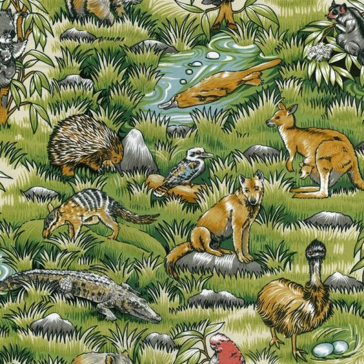 Australian Animals koala emu kangaroo platypus echidna Cotton Quilting Fabric 1/2 YARD Australian Animals koala emu kangaroo platypus echidna Cotton Quilting Fabric 1/2 YARD