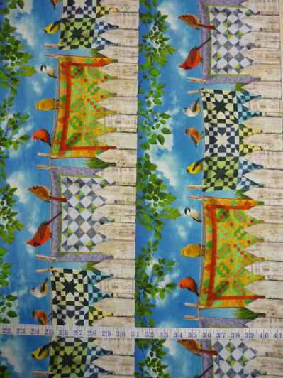 Quilt of a Feather Stripe Multi Cotton Quilting Fabric