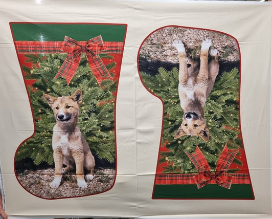 Christmas Wandi the Dingo Pup Cotton Quilting Fabric Panel Christmas Wandi the Dingo Pup Cotton Quilting Fabric Panel