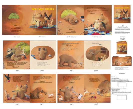 Bear Says Thank you Cotton Quilting Fabric Book Panel Bear Says Thank you Cotton Quilting Fabric Book Panel