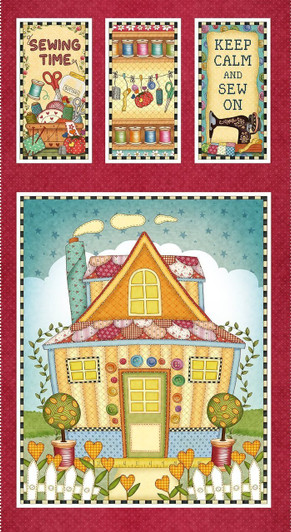 Sew Lets Stitch Cotton Quilting Fabric Panel Sew Lets Stitch Cotton Quilting Fabric Panel