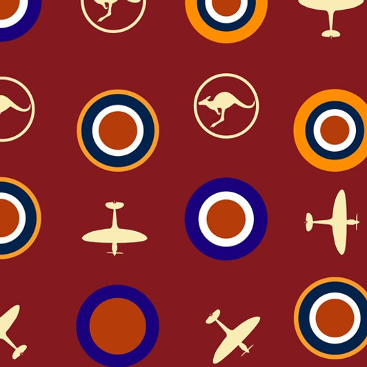 Air Force Centenary Roundels Red Cotton Quilting Fabric Air Force Centenary Roundels Red Cotton Quilting Fabric