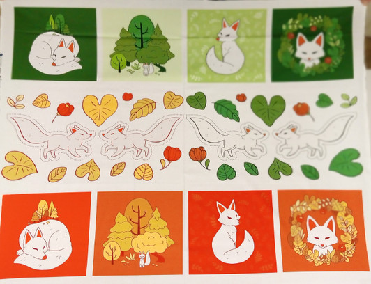 Forest Spirit Foxes Cotton Quilting Fabric Panel Forest Spirit Foxes Cotton Quilting Fabric Panel