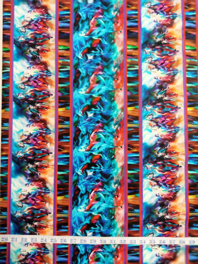 Painted Horses Multi Stripe Cotton Quilting Fabric Painted Horses Multi Stripe Cotton Quilting Fabric