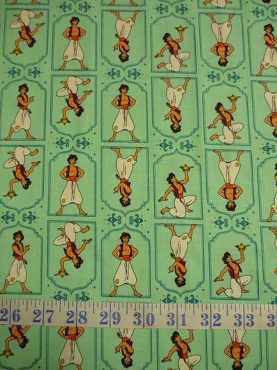 Disney Aladdin Frames Light Teal Cotton Quilting Fabric