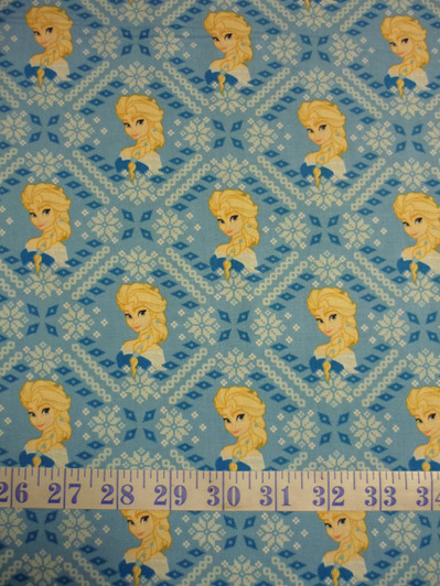 Disney Frozen Alpine Wonder Elsa Fair Isle Blue Cotton Quilting Fabric