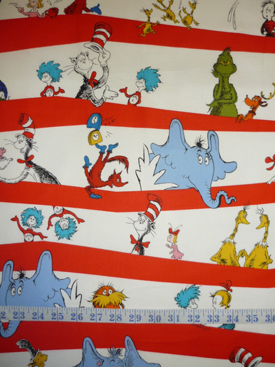 Celebrate Seuss Animal Stripe Cotton Quilting Fabric 1/2 YARD