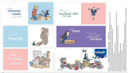Matilda Roald Dahl Cotton Quilting Fabric Book Panel Matilda Roald Dahl Cotton Quilting Fabric Book Panel