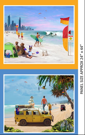 Outdoor Aussie Beach Cotton Quilting Fabric Panel Outdoor Aussie Beach Cotton Quilting Fabric Panel