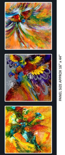 Lorikeet Aloft 3 Square Cotton Quilting Fabric Panel Lorikeet Aloft 3 Square Cotton Quilting Fabric Panel