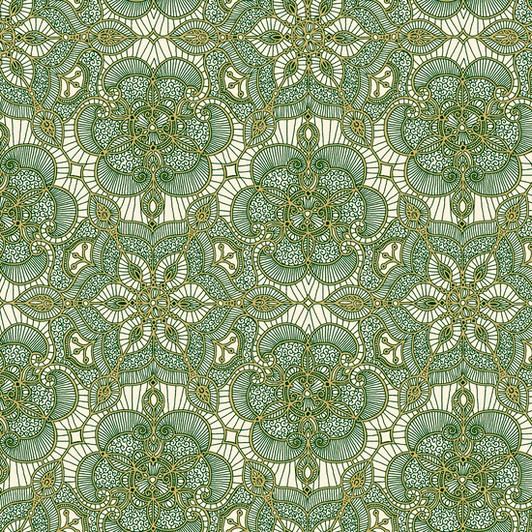 Holiday Lace Forest Green Medallion Cotton Quilting Fabric 1/2 YARD Holiday Lace Forest Green Medallion Cotton Quilting Fabric 1/2 YARD