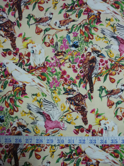 Burrangong Birdlife Australian Birds Cream Background Cotton Quilting Fabric