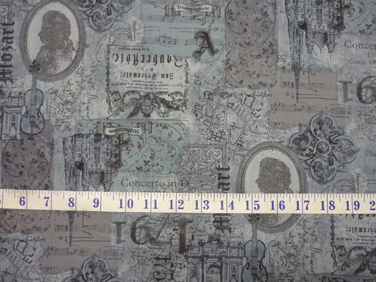 Cameo Concerto Music Light Green Mrs March Collection Cotton Quilting Fabric 1/2 YARD