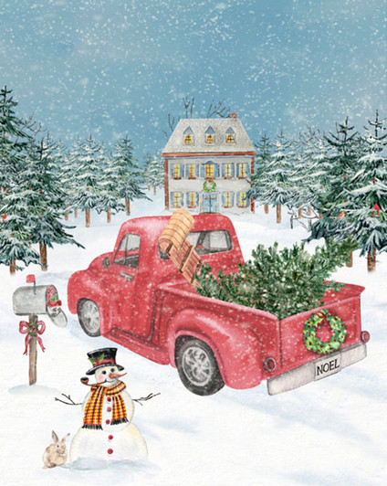 Christmas Winterland Truck Cotton Quilting Fabric Panel Christmas Winterland Truck Cotton Quilting Fabric Panel