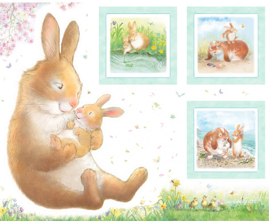 Honey Bunny Hug A Bunny Cotton Quilting Fabric Panel Honey Bunny Hug A Bunny Cotton Quilting Fabric Panel