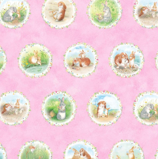 Honey Bunny Topsy Turvy Pink Cotton Quilting Fabric