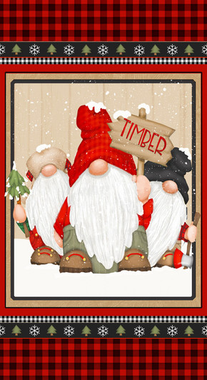 Gnomes Timber Gnomies Black & Red Check Cotton Quilting Fabric Panel Gnomes Timber Gnomies Black & Red Check Cotton Quilting Fabric Panel