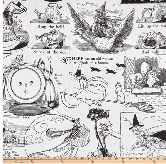 Goosetales Tall Tales Motifs Off White Cotton Quilting Fabric Goosetales Tall Tales Motifs Off White Cotton Quilting Fabric