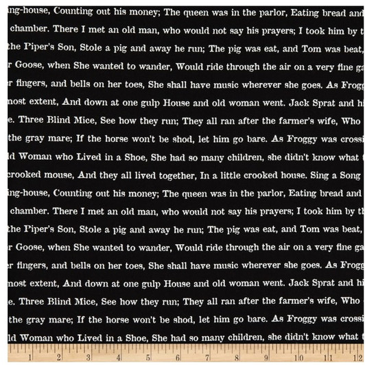 Goosetales Text Words Black Cotton Quilting Fabric Goosetales Text Words Black Cotton Quilting Fabric
