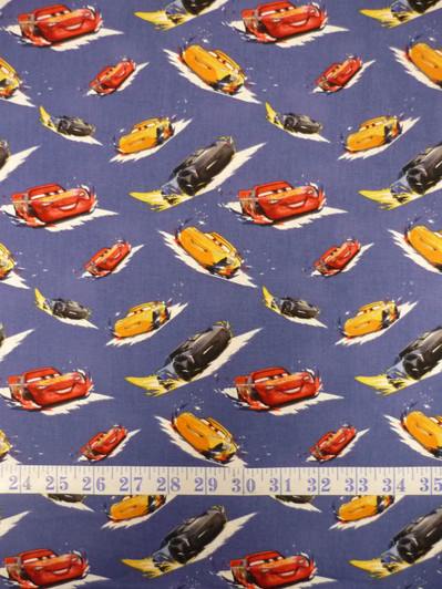 Disney Cars Toss Blue Background Cotton Quilting Fabric