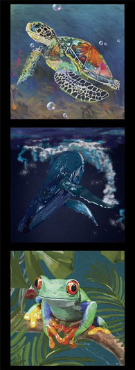 Australian Wildlife Turle Whale Tree Frog Karin Roberts Coll 3 Cotton Quilting Fabric Panel Australian Wildlife Turle Whale Tree Frog Karin Roberts Coll 3 Cotton Quilting Fabric Panel