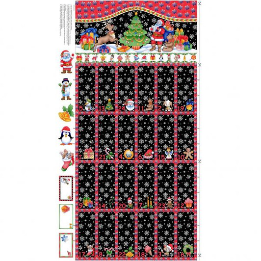 Father Christmas Santa Reindeer Advent Calendar Cotton Quilting Fabric Panel Father Christmas Santa Reindeer Advent Calendar Cotton Quilting Fabric Panel