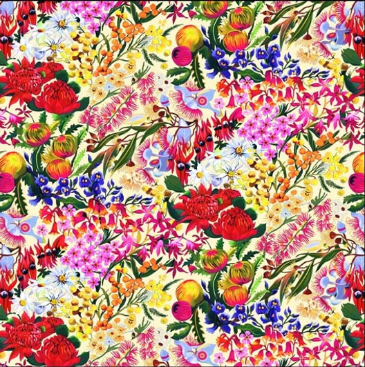 Australian Wildflowers Cream Background Cotton Quilting Fabric Australian Wildflowers Cream Background Cotton Quilting Fabric