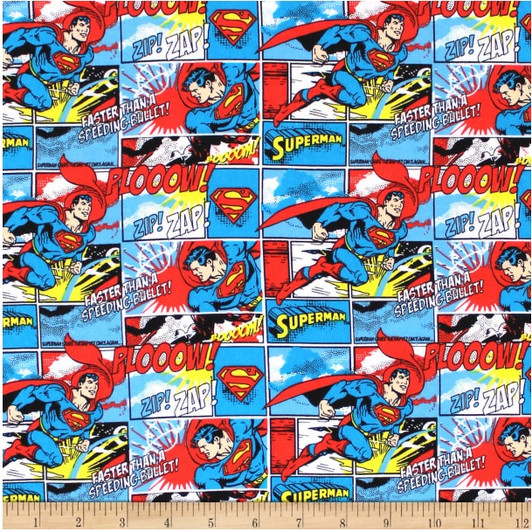 DC Comics Superman Stripe Cotton FLANNEL Quilting Fabric DC Comics Superman Stripe Cotton FLANNEL Quilting Fabric