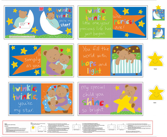 Huggable and Loveable Twinkle Twinkle Little Star Cotton Quilting Fabric Book Panel Huggable and Loveable Twinkle Twinkle Little Star Cotton Quilting Fabric Book Panel
