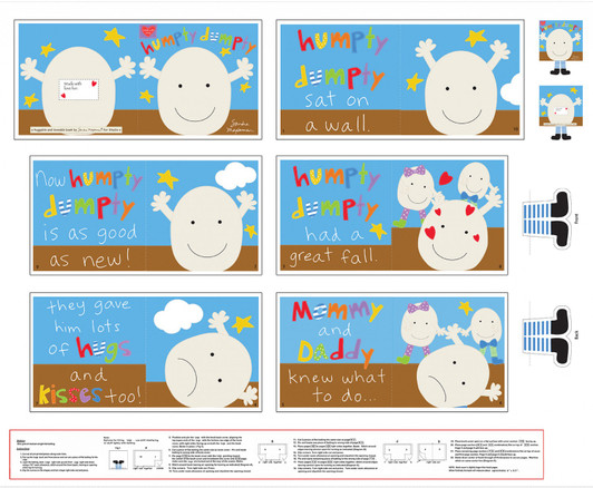 Huggable and Loveable Humpty Dumpty Cotton Quilting Fabric Book Panel Huggable and Loveable Humpty Dumpty Cotton Quilting Fabric Book Panel