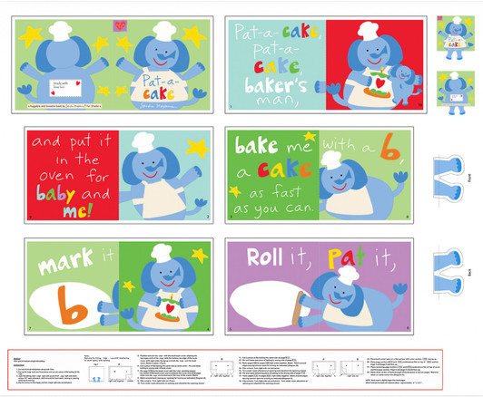 Huggable and Loveable Pat A Cake Cotton Quilting Fabric Book Panel Huggable and Loveable Pat A Cake Cotton Quilting Fabric Book Panel