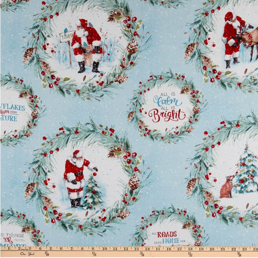 A Magical Christmas Wreaths Cotton Quilting Fabric A Magical Christmas Wreaths Cotton Quilting Fabric