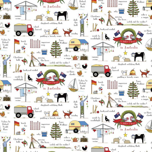 Christmas In Australia Allover White DV3935 Cotton Quilting Fabric Christmas In Australia Allover White DV3935 Cotton Quilting Fabric