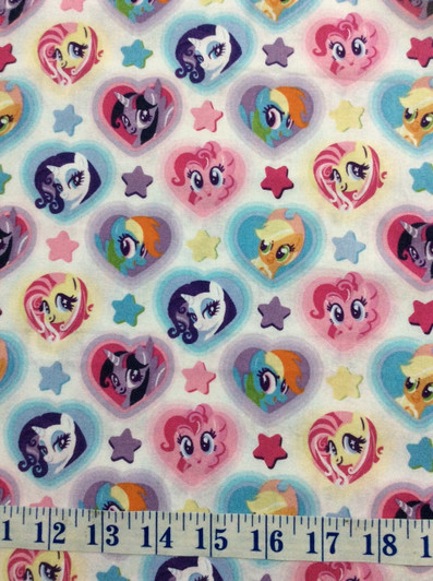 My Little Pony Heart Toss Multi Cotton Quilting Fabric 65cm My Little Pony Heart Toss Multi Cotton Quilting Fabric 65cm