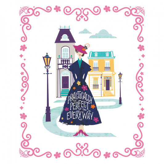 Disney Mary Poppins Practically Perfect Cotton Quilting Fabric Panel Disney Mary Poppins Practically Perfect Cotton Quilting Fabric Panel