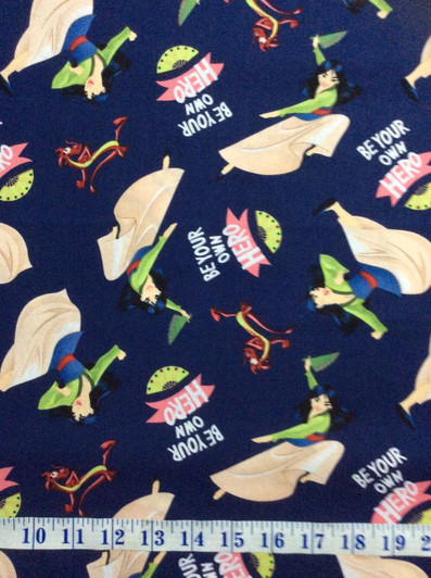 Disney Princess Mulan Be Your Own Hero Tossed Cotton Quilting Fabric 60cms Disney Princess Mulan Be Your Own Hero Tossed Cotton Quilting Fabric 60cms
