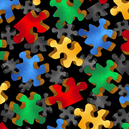 This and That V Puzzle Pieces Black Cotton Quilting Fabric This and That V Puzzle Pieces Black Cotton Quilting Fabric