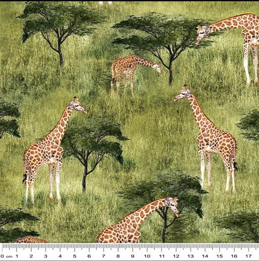 African Safari Giraffe Savannah 0223J Cotton Quilting Fabric African Safari Giraffe Savannah 0223J Cotton Quilting Fabric