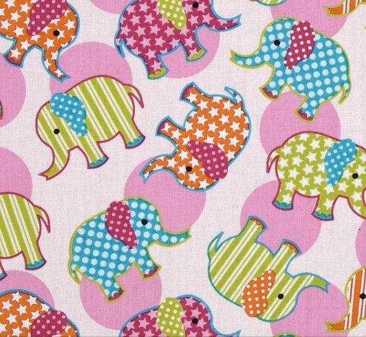 Tossed Elephants Bright Cotton Quilting Fabric 1/2 YARD Tossed Elephants Bright Cotton Quilting Fabric 1/2 YARD