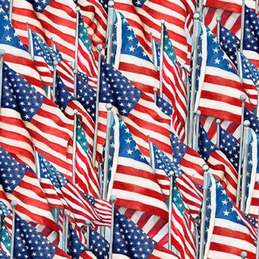 American Flag Packed Cotton Quilting Fabric American Flag Packed Cotton Quilting Fabric