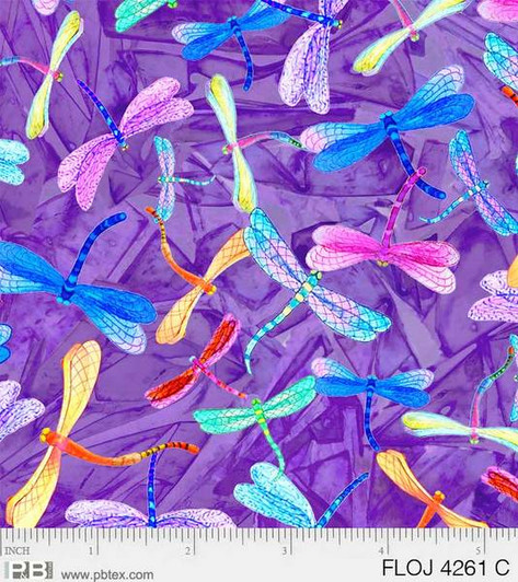 Flower Jewels Dragonflies Purple Cotton Quilting Fabric Flower Jewels Dragonflies Purple Cotton Quilting Fabric