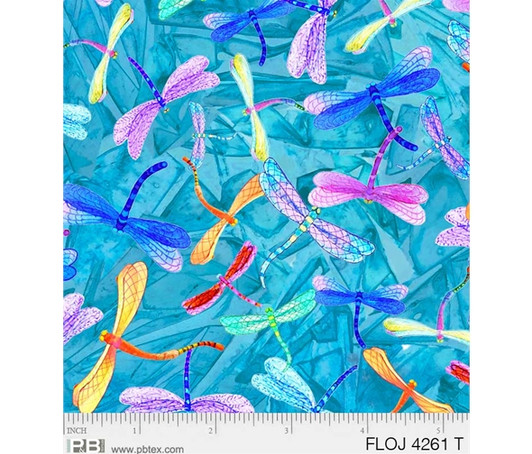 Flower Jewels Dragonflies Teal Cotton Quilting Fabric Flower Jewels Dragonflies Teal Cotton Quilting Fabric