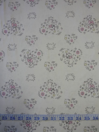 Disney Sentimental Aristocats Sweet Marie White Cotton Quilting Fabric Disney Sentimental Aristocats Sweet Marie White Cotton Quilting Fabric