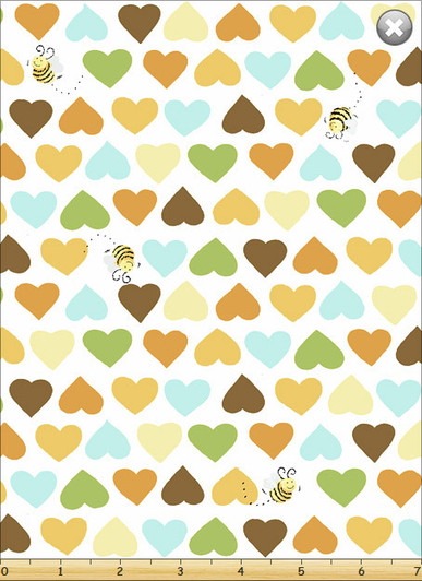 Susybee Lyon the Lion Hearts and Bees White Background Cotton Quilting Fabric Susybee Lyon the Lion Hearts and Bees White Background Cotton Quilting Fabric